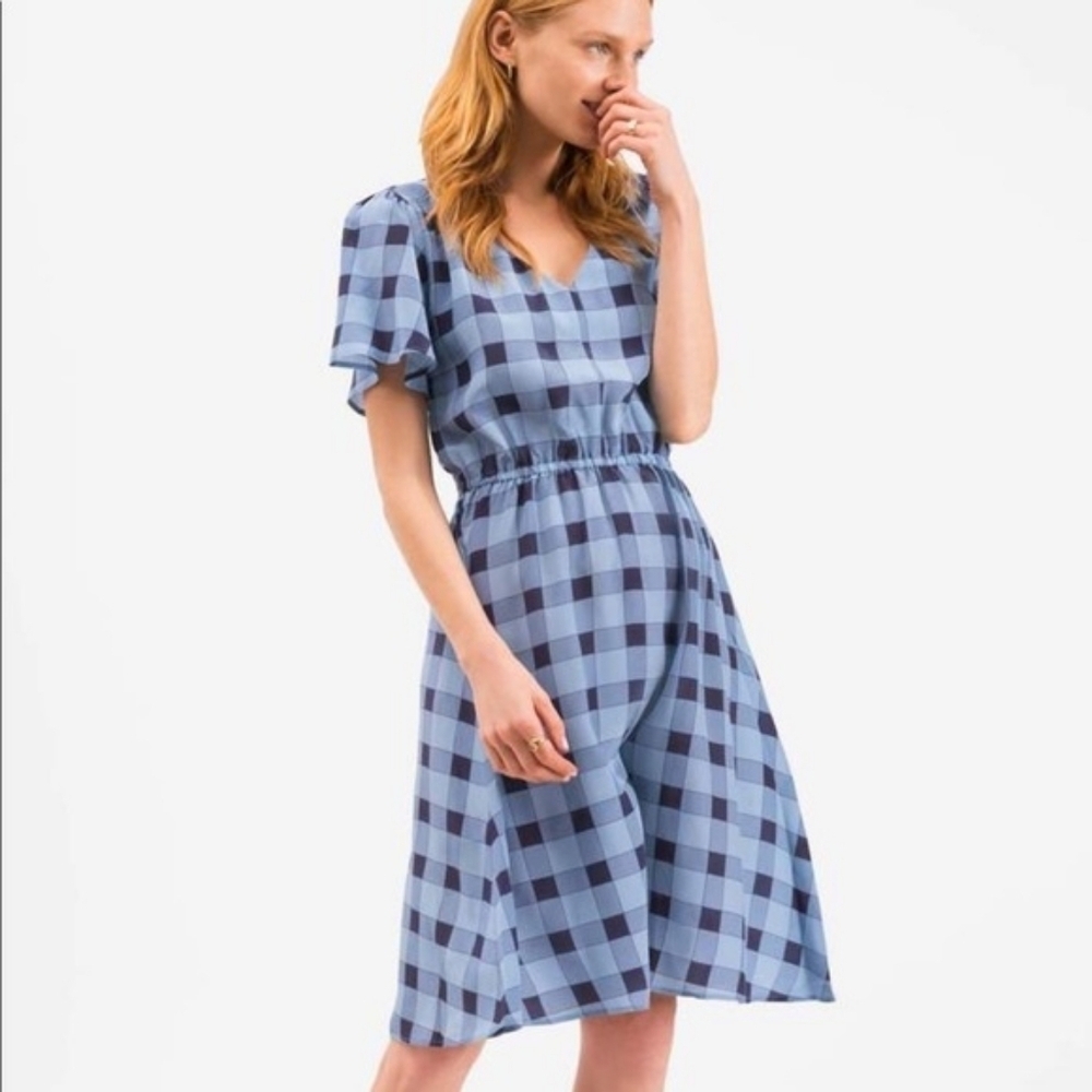 Tucker NYC- Chelsea Silk Dress In picnic plaid Size XS
